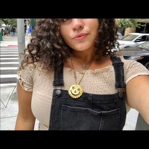 Vintage gold necklace smiley face